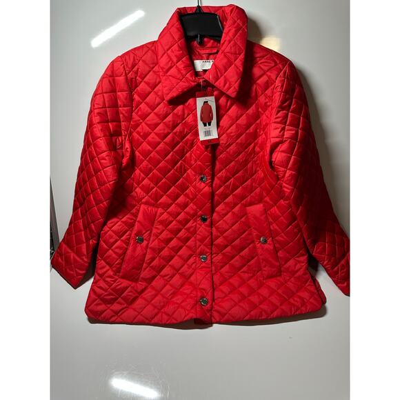 New NWT Ann Klein Women M Medium Red Lightweight Puffer jacket coat - Picture 1 of 10